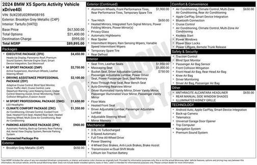 Brooklyn Gray Metallic 2024 BMW X5 xDrive40i