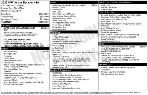 Onyx Black 2026 GMC Yukon Elevation