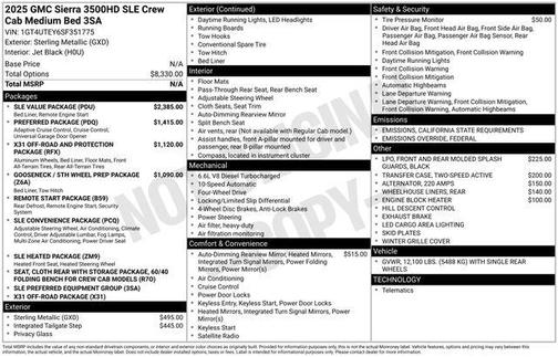 2025 GMC Sierra 3500 SLE