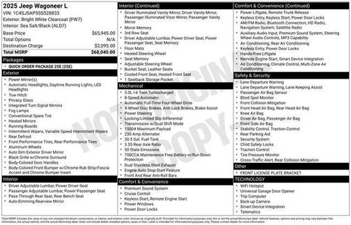 Bright White Clearcoat 2025 Jeep Wagoneer L Base