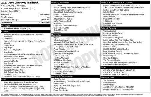 Bright White Clearcoat 2022 Jeep Cherokee Trailhawk