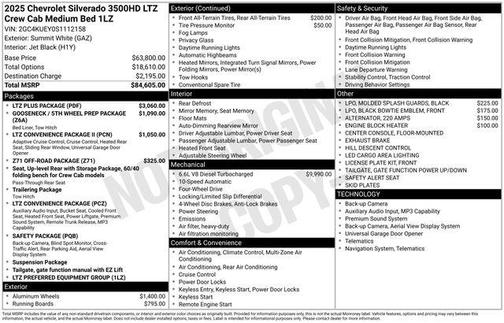 Summit White 2025 Chevrolet Silverado 3500 LTZ
