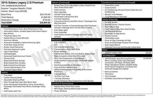 2016 Subaru Legacy 2.5i Premium