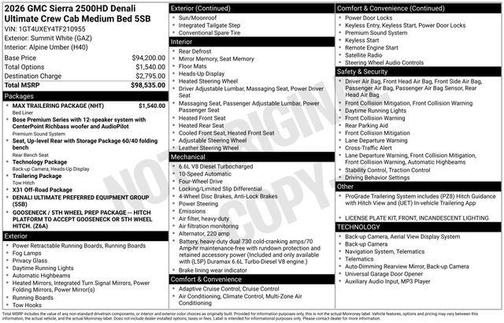 Summit White 2026 GMC Sierra 2500 Denali Ultimate