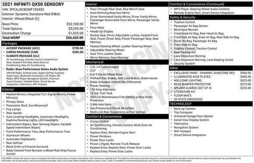 2021 INFINITI QX50 SENSORY