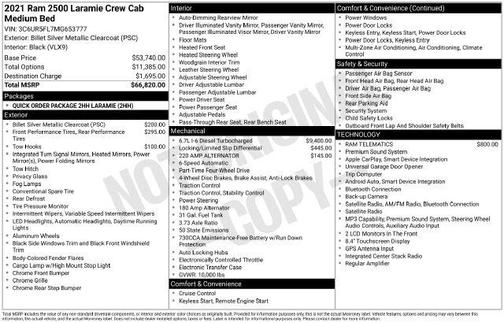 Billet Silver Metallic Clearcoat 2021 RAM 2500 Laramie