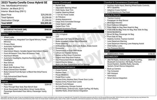 Jet Black 2023 Toyota Corolla Cross Hybrid SE