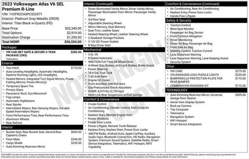 Platinum Gray Metallic 2023 Volkswagen Atlas 3.6L SEL Premium R-Line