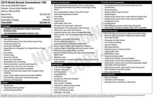 Cocoa Silver Metallic 2015 Buick Encore Convenience
