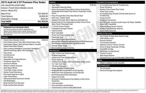 Silver Metallic 2015 Audi A4 2.0T Premium Plus