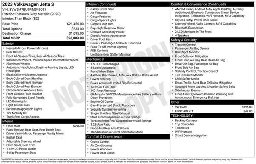 Platinum Gray Metallic 2023 Volkswagen Jetta 1.5T S