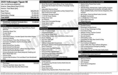 2020 Volkswagen Tiguan 2.0T SE