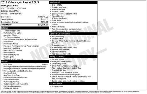 Black 2013 Volkswagen Passat 2.5 S