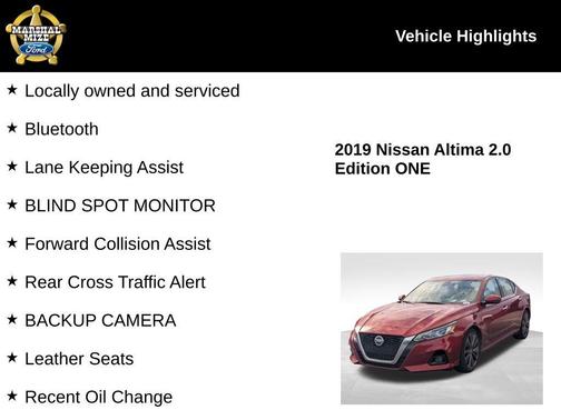 2019 Nissan Altima 2.0 Edition ONE