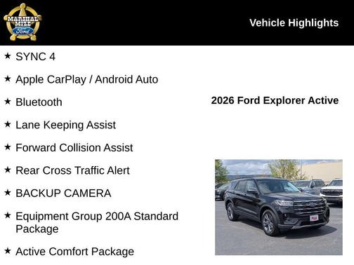 Agate Black Metallic 2026 Ford Explorer Active