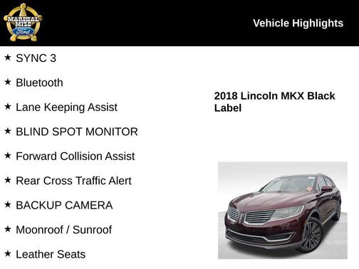 Burgundy 2018 Lincoln MKX Black Label