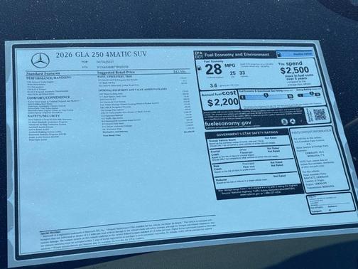 2026 Mercedes-Benz GLA 250 Base 4MATIC