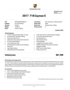 Photo 2 of 25 of 2017 Porsche 718 Cayman S