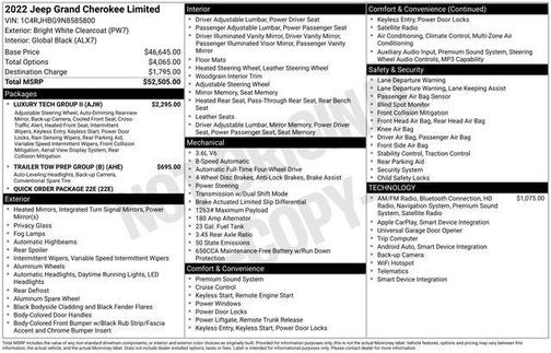 Bright White Clearcoat 2022 Jeep Grand Cherokee Limited