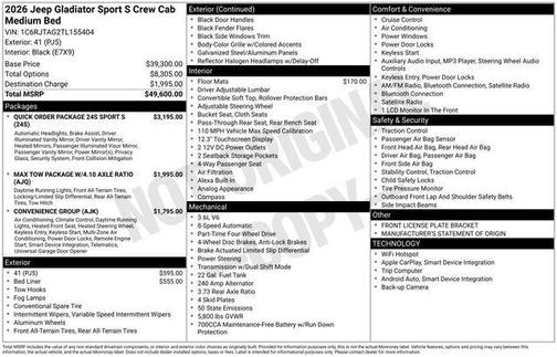 2026 Jeep Gladiator Sport