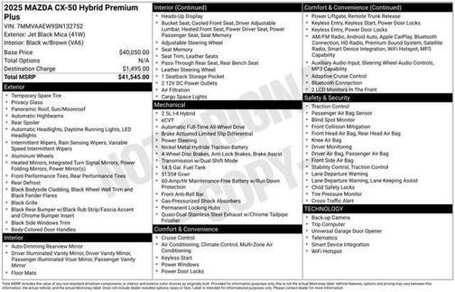 Jet Black Mica 2025 Mazda CX-50 Hybrid PREMIUM PLUS PACKAGE
