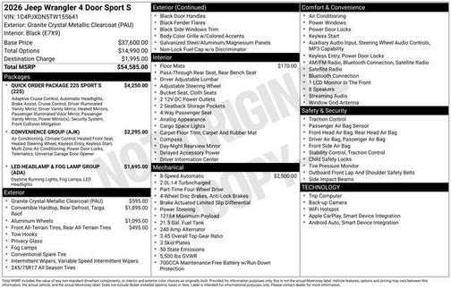 2026 Jeep Wrangler Sport