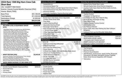 Granite Crystal Clearcoat Metallic 2024 RAM 1500 Big Horn/Lone Star