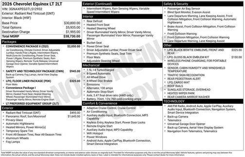 Radiant Red Tintcoat 2026 Chevrolet Equinox 1LT