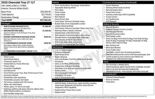 Summit White 2020 Chevrolet Trax LT