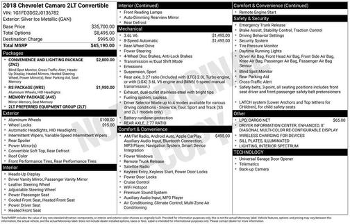 2018 Chevrolet Camaro 2LT