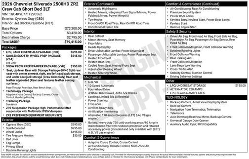 Cypress Gray 2026 Chevrolet Silverado 2500 Crew Cab, Standard Bed, XR2, 4WD