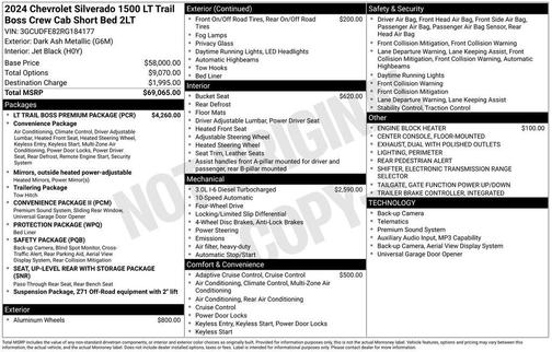 Dark Ash Metallic 2024 Chevrolet Silverado 1500 LT Trail Boss