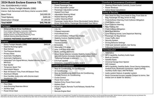 Ebony Twilight Metallic 2024 Buick Enclave Essence FWD