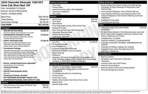 Summit White 2026 Chevrolet Silverado 1500 RST