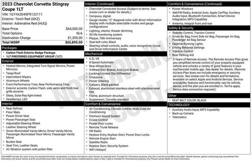 Torch Red 2023 Chevrolet Corvette Stingray w/1LT