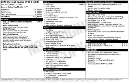 Riptide Blue Metallic 2026 Chevrolet Equinox EV LT