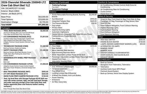 Black 2026 Chevrolet Silverado 2500 LTZ