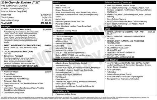Summit White 2026 Chevrolet Equinox 1LT