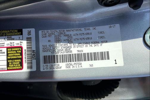 Silver Sky Metallic 2018 Toyota Tundra SR5