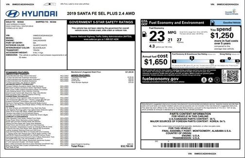 2019 Hyundai SANTA FE SEL Plus 2.4