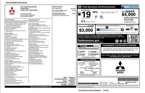 2015 Mitsubishi Lancer Evolution GSR