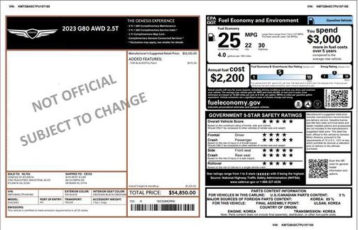 2023 Genesis G80 2.5T AWD