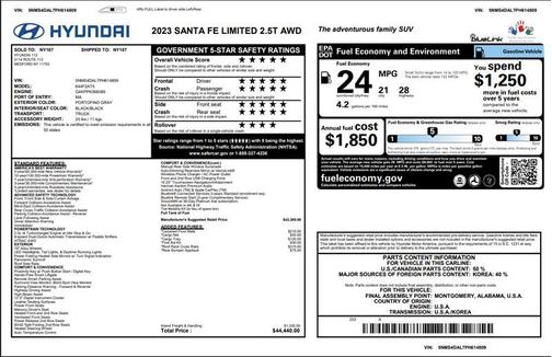 Portofino Gray 2023 Hyundai SANTA FE Limited