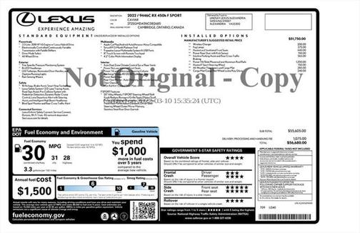 2022 Lexus RX 450h Base