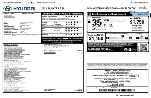 2021 Hyundai ELANTRA SEL