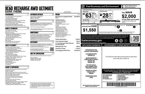2024 Volvo XC60 Recharge Plug-In Hybrid T8 Ultimate Dark Theme