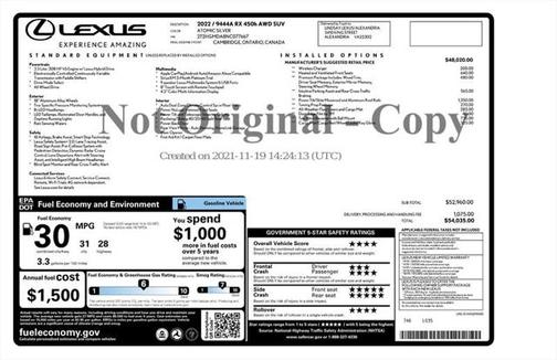 2022 Lexus RX 450h Base
