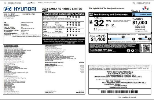 Serenity White Pearl 2023 Hyundai SANTA FE Limited