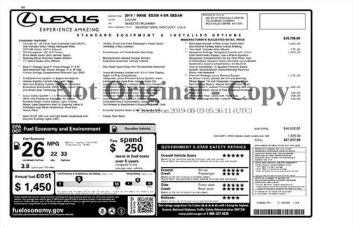2019 Lexus ES 350 Premium