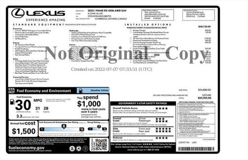2022 Lexus RX 450h Base
